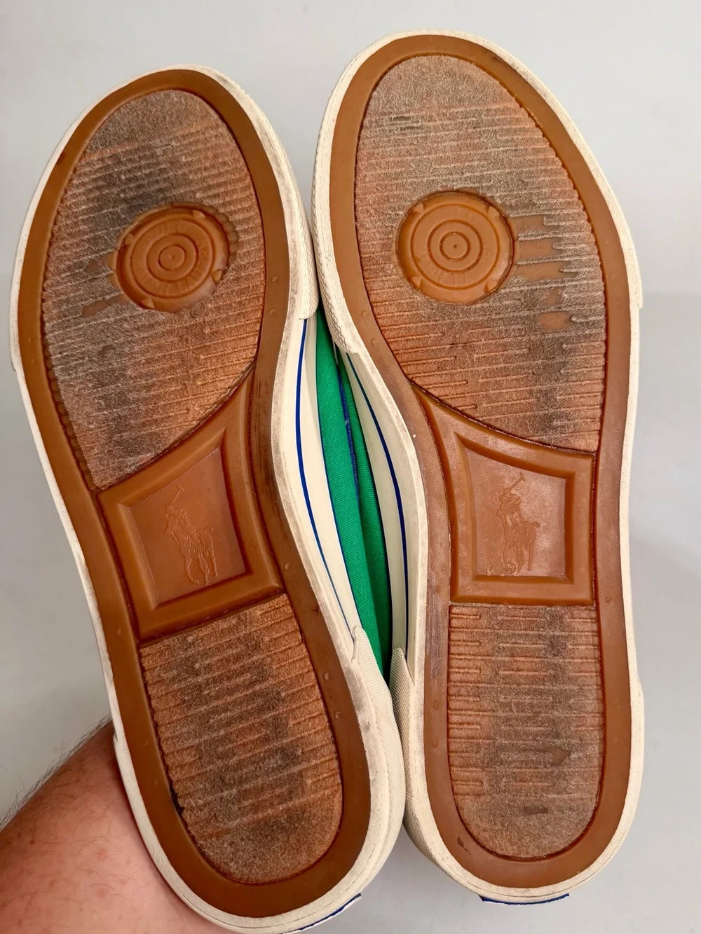 VTG POLO Ralph Lauren Franz Lace Up Blue Green Sneakers Deck Boat Shoes Men 10 D